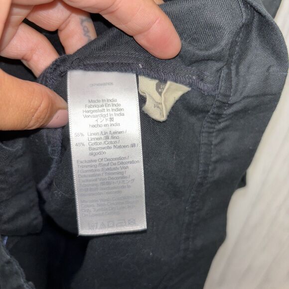 Womens Size 4 Madewell Linen Blend Puff Sleeve Dress Black EUC - Picture 5 of 6